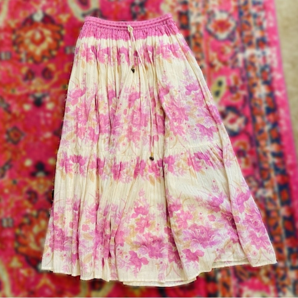 Spell and the gypsy gold and pink maxi skirt